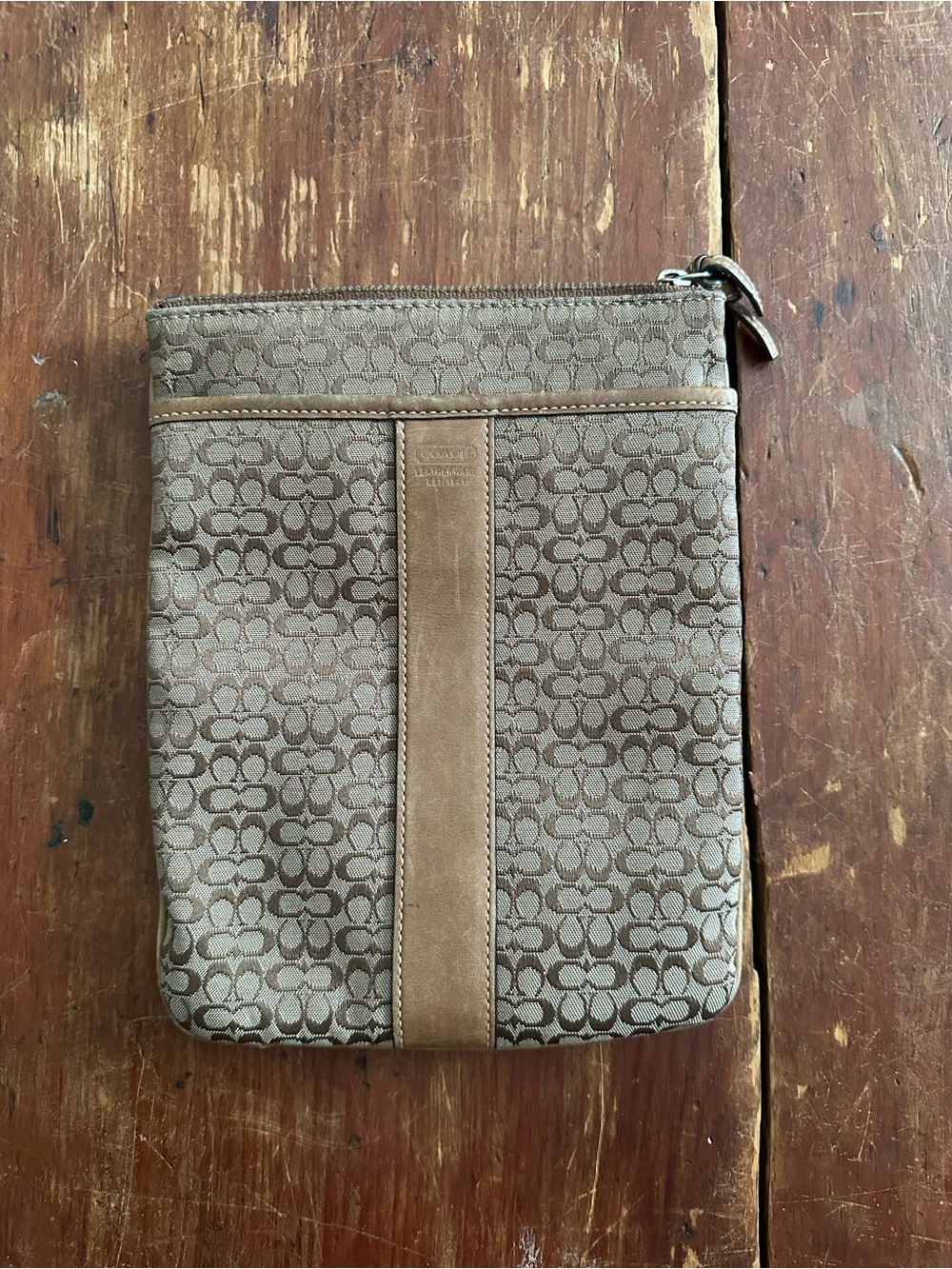 Coach Men's Signature Toiletry Pouch in Tan/Brown